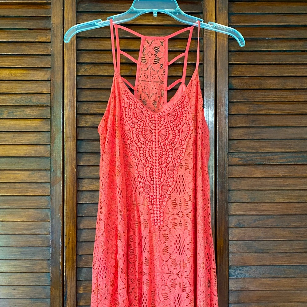 Coral lace dress